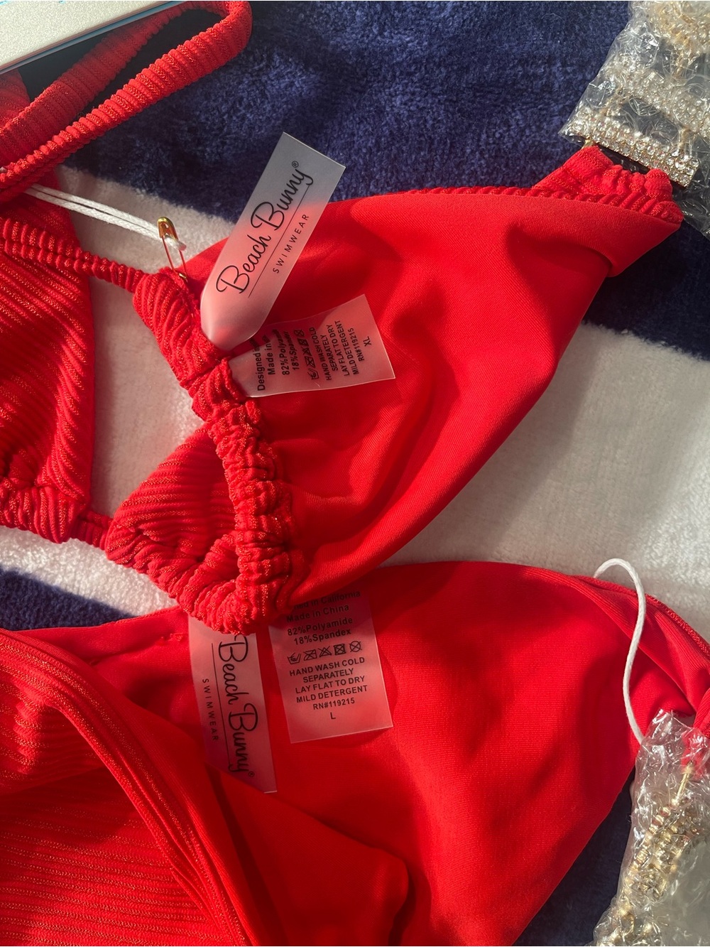 NWT beach bunny bikini Jazmine Love ❤️ red beautiful XL top/L bottoms - Picture 6 of 14